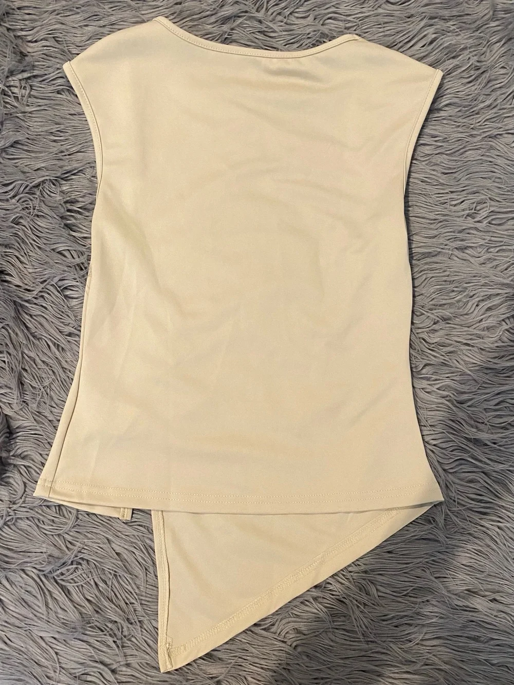 Asymmetric Cream Sleeveless Top (S)